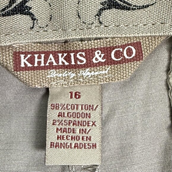 Khakis & Co Pants Womens 16 Classic Khaki Easy Care Stretch Tummy Control Chino - Picture 3 of 9